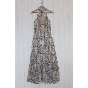 ELLIATT Josephine Maxi Dress S Multi Paisley Halter Tiered Romantic Boho Resort